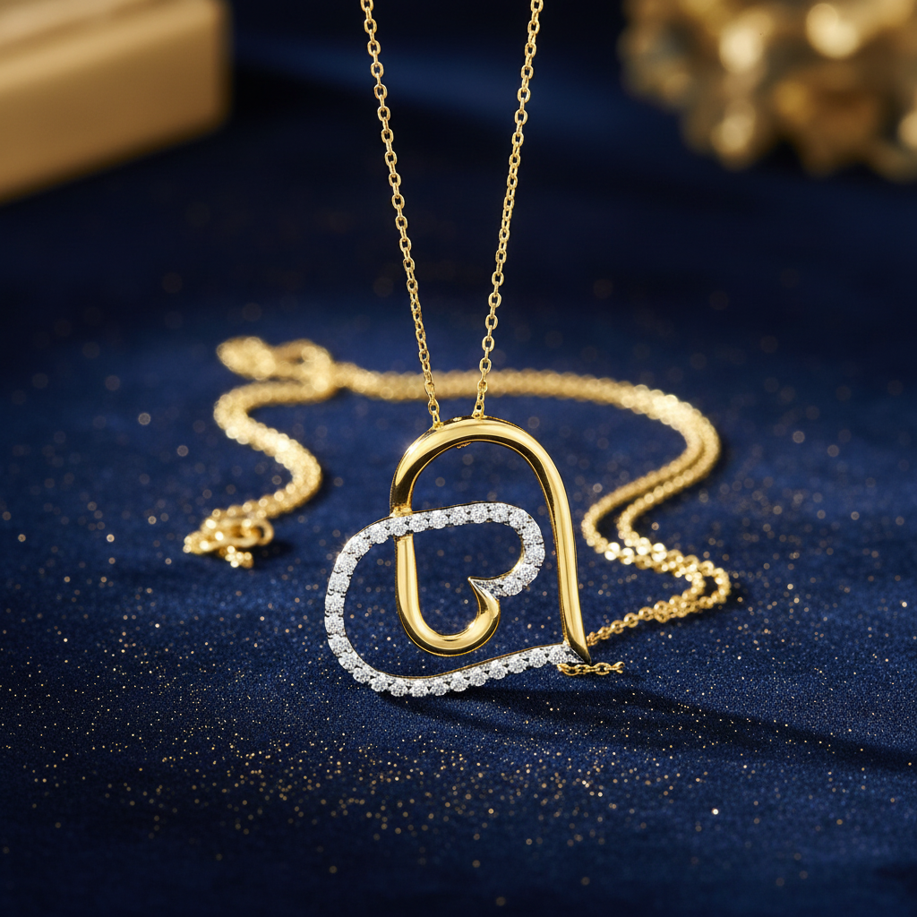 Tilted Double Heart Pendant V2