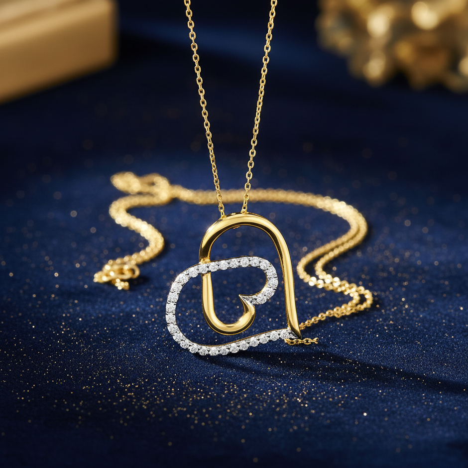 Tilted Double Heart Pendant V2