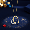 Tilted Double Heart Pendant V3