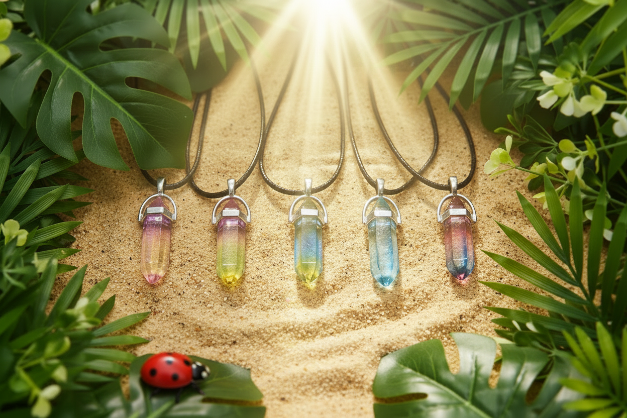 Tri-colour Crystal Pendants with Ladybug