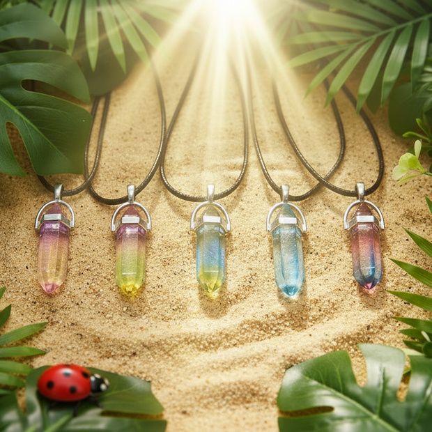 Tri-colour Crystal Pendants with Ladybug