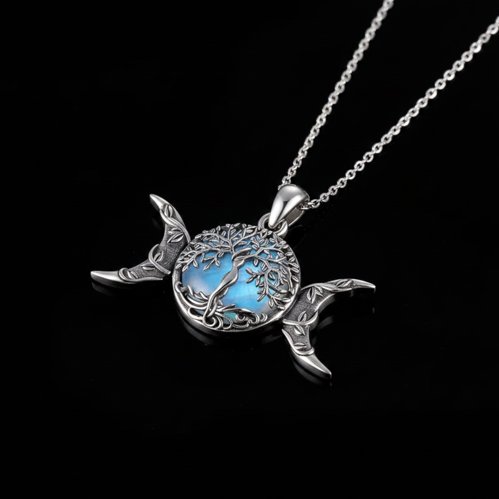 Triple Moon Tree of Life - Black Background