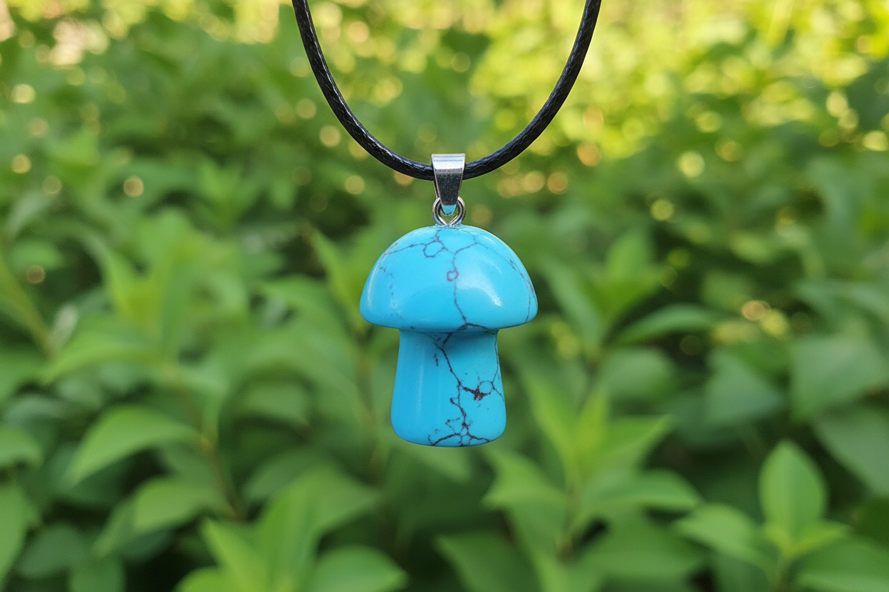 Turquoise Mushroom Pendant – Greenery with Bail