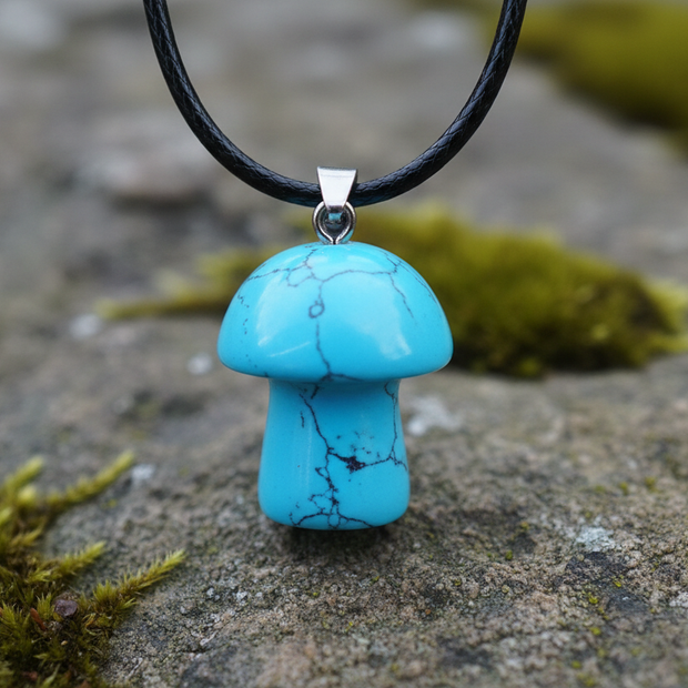 Turquoise Mushroom Pendant – Rock Surface with Bail