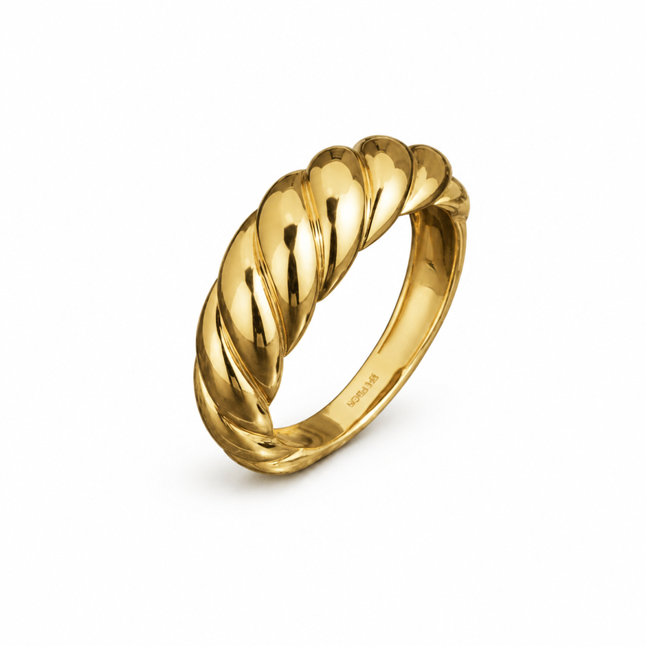 14ct Gold Titanium Twisted Dome Ring