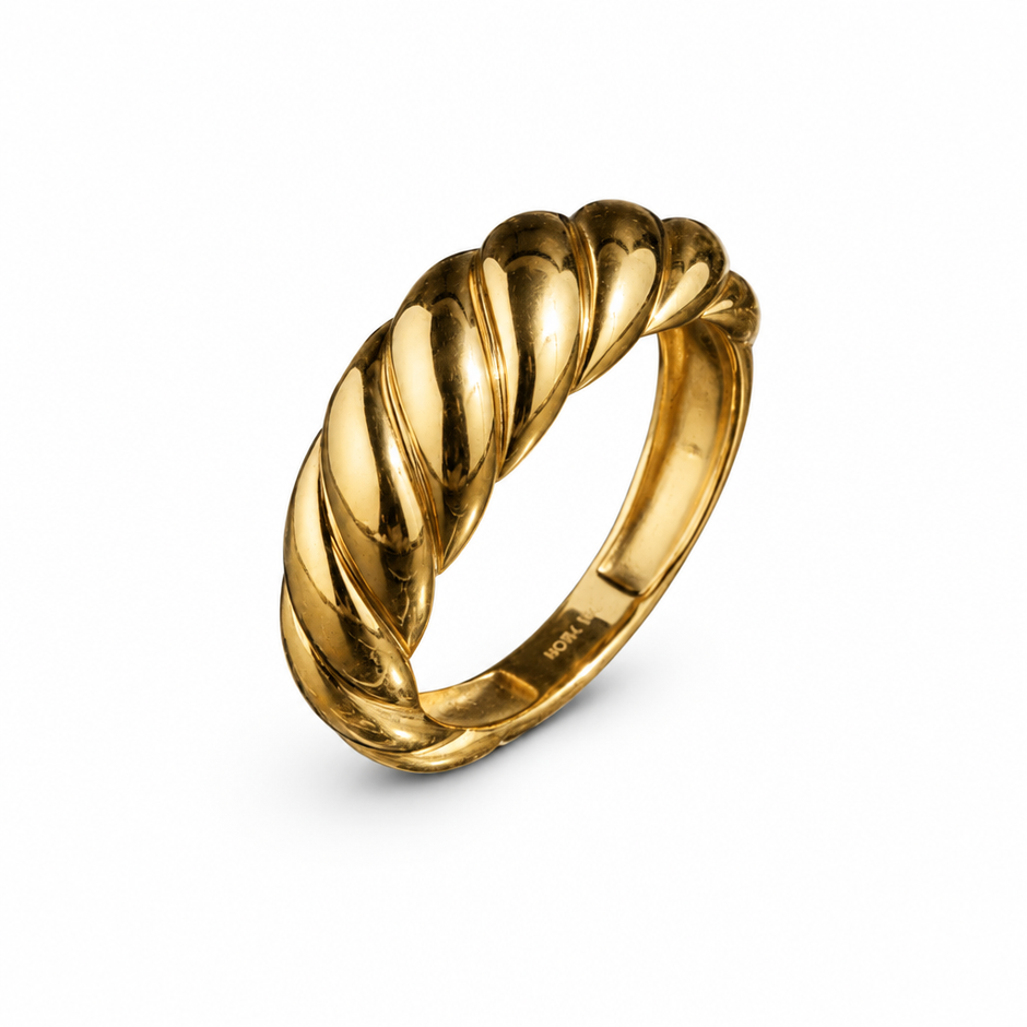 14ct Gold Titanium Twisted Dome Ring