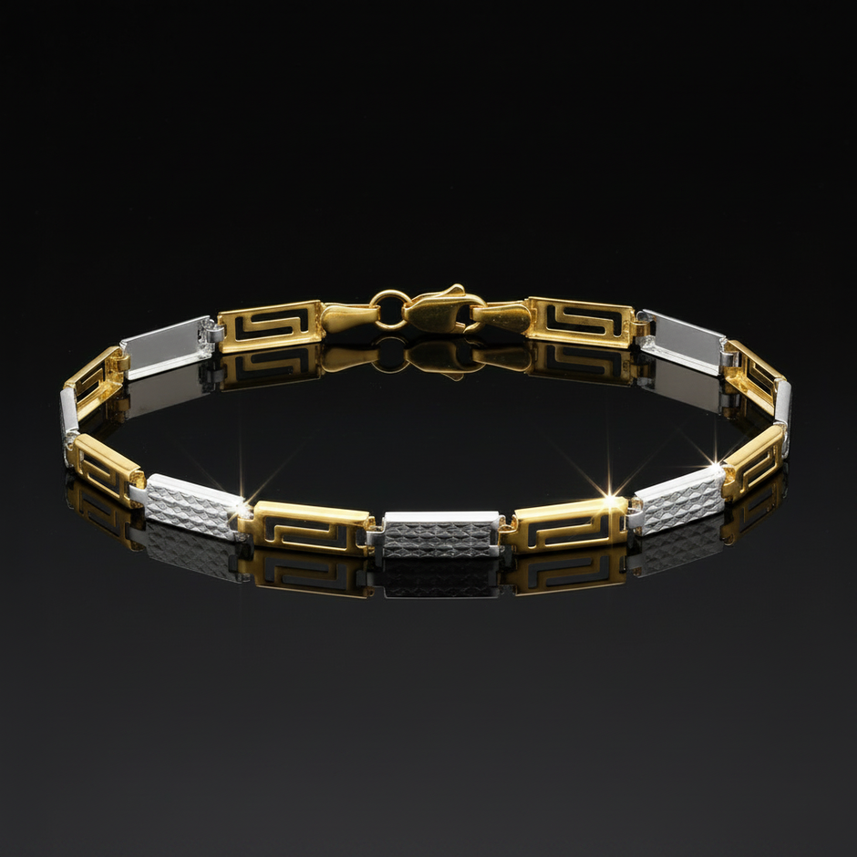 Two-Tone Greek Key Bracelet – V1 Vibrant