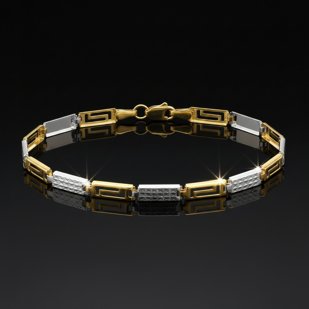 Two-Tone Greek Key Bracelet – V1 Vibrant
