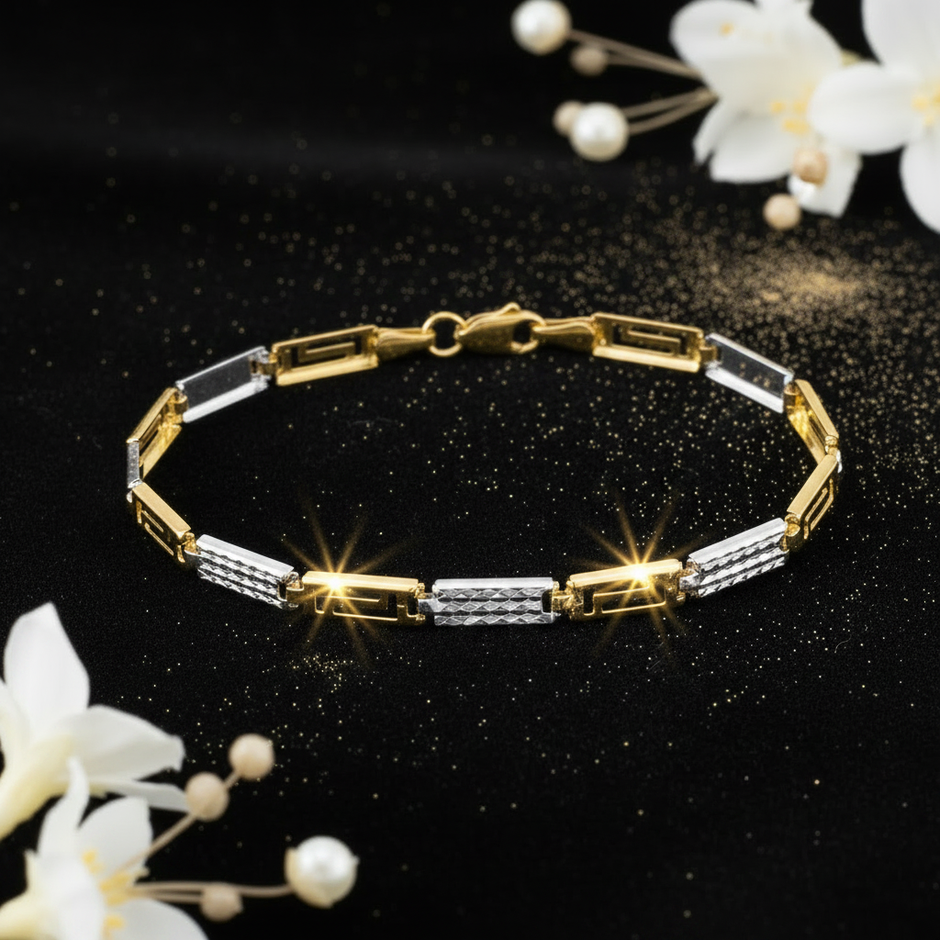Two-Tone Greek Key Bracelet – V3 Vibrant