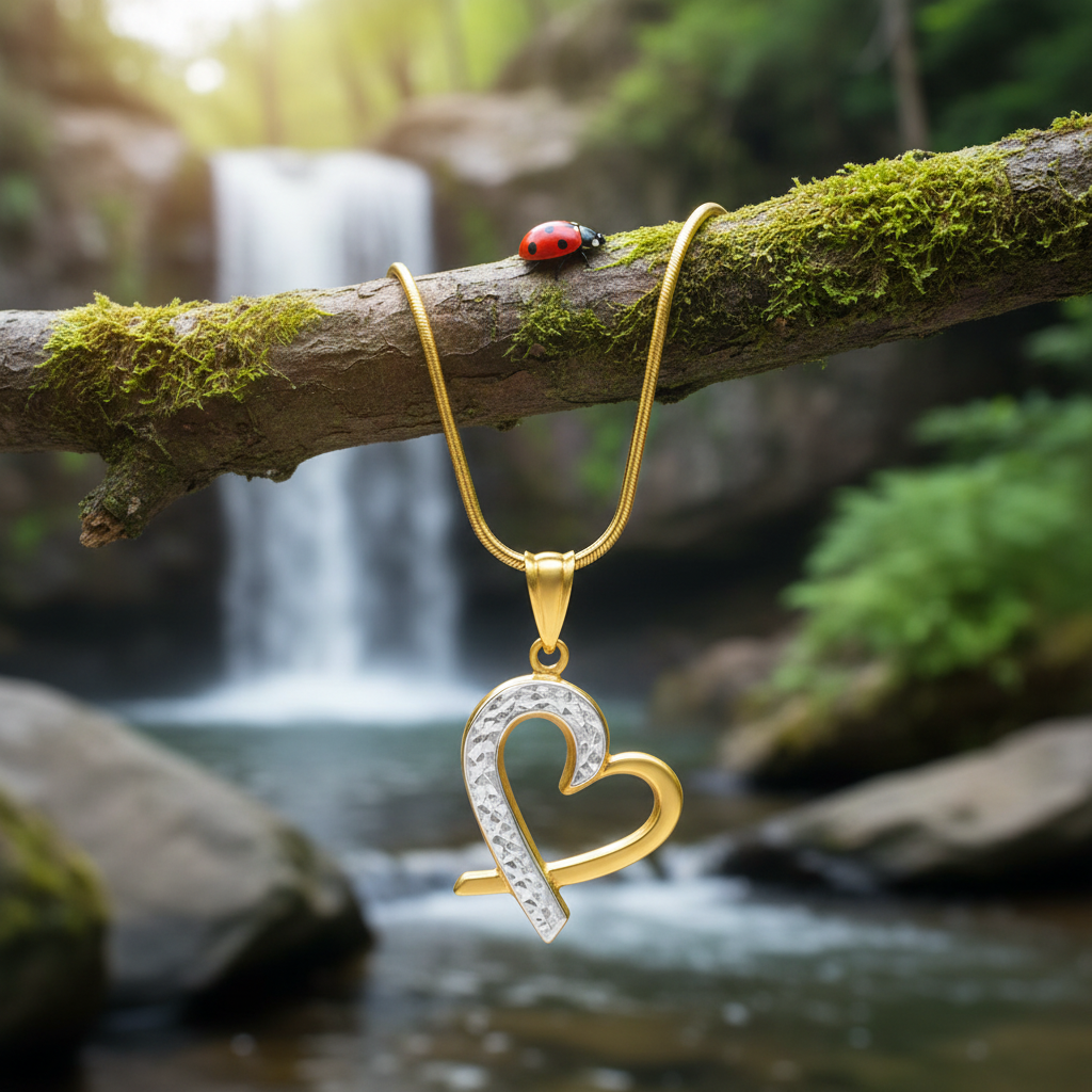 Two-tone heart pendant with realistic lighting