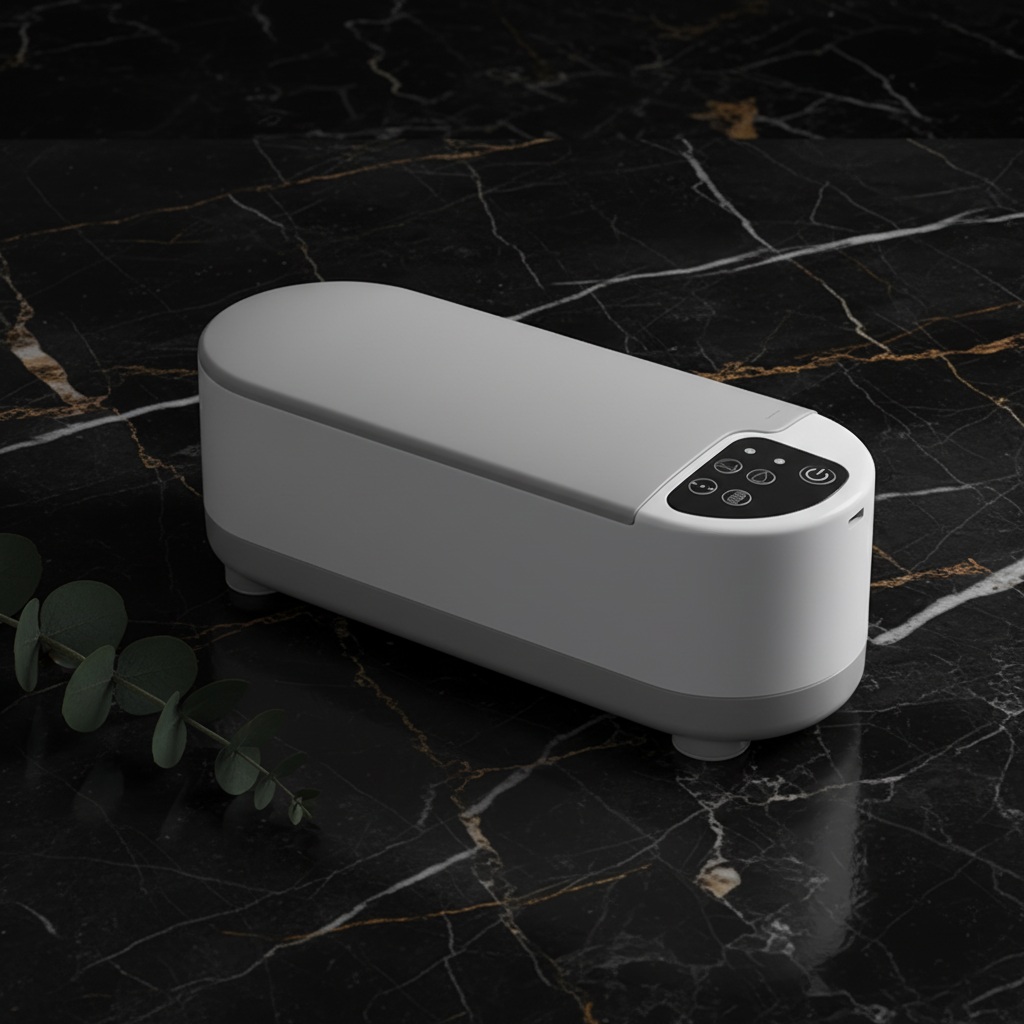 Ultrasonic Cleaner — Dark Marble with Greenery