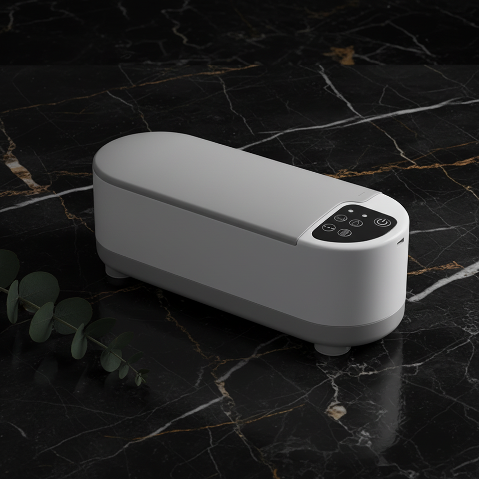 Ultrasonic Cleaner — Dark Marble with Greenery
