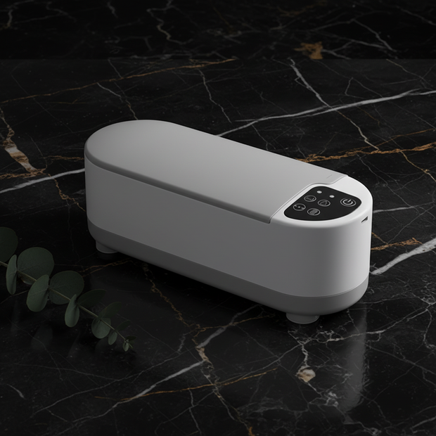 Ultrasonic Cleaner — Dark Marble with Greenery