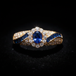 Vintage Blue CZ Floral Ring — V1 Clean