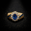 Vintage Blue CZ Floral Ring — V2 Retry