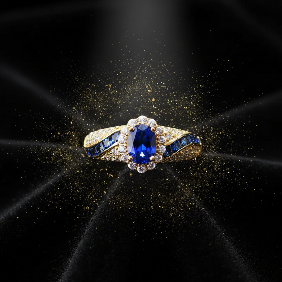 Vintage Blue CZ Ring — V2 Redo