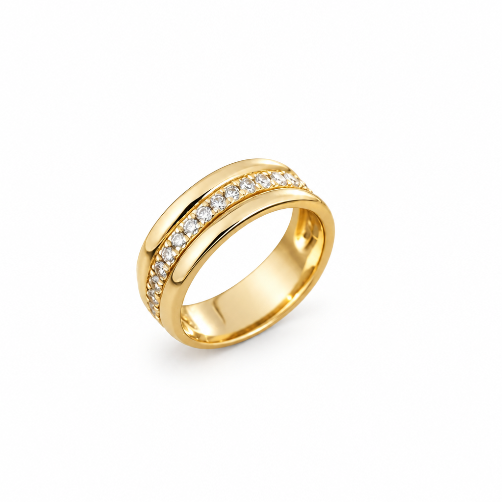 14ct Gold Titanium Vintage Cubic Zirconia ring