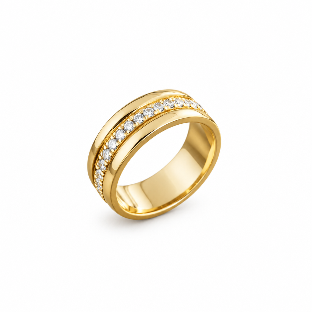 14ct Gold Titanium Vintage Cubic Zirconia ring