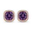 18ct Rose Gold 1ct Purple Moissanite Square Stud Earrings
