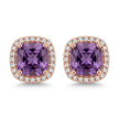 18ct Rose Gold 1ct Purple Moissanite Square Stud Earrings