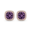 18ct Rose Gold 1ct Purple Moissanite Square Stud Earrings