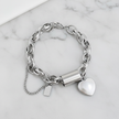 White Gold Bracelet - Natural Light Marble