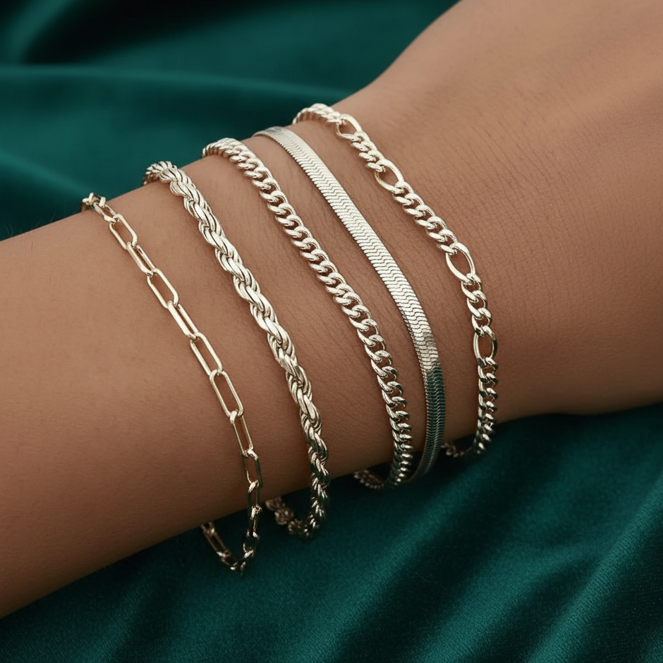 White Gold Chain Stack V1