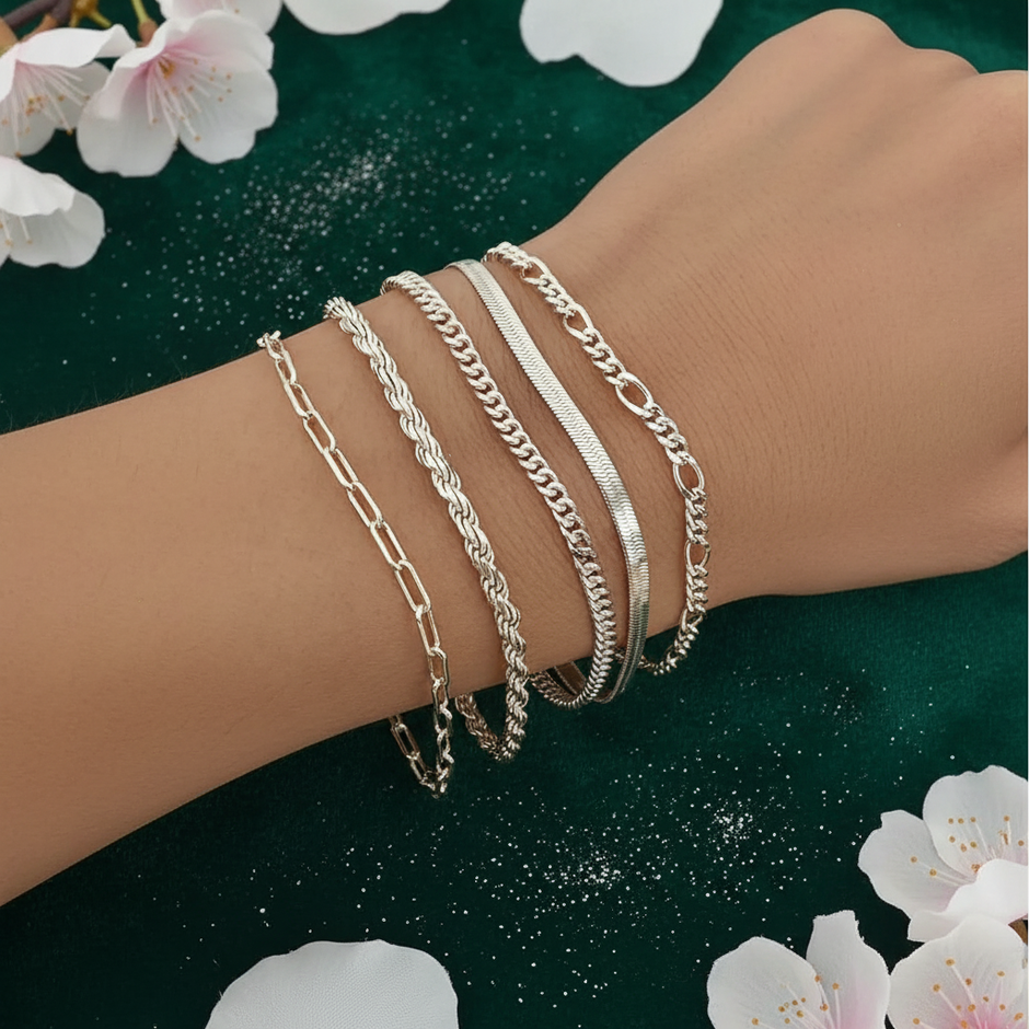 White Gold Chain Stack V3