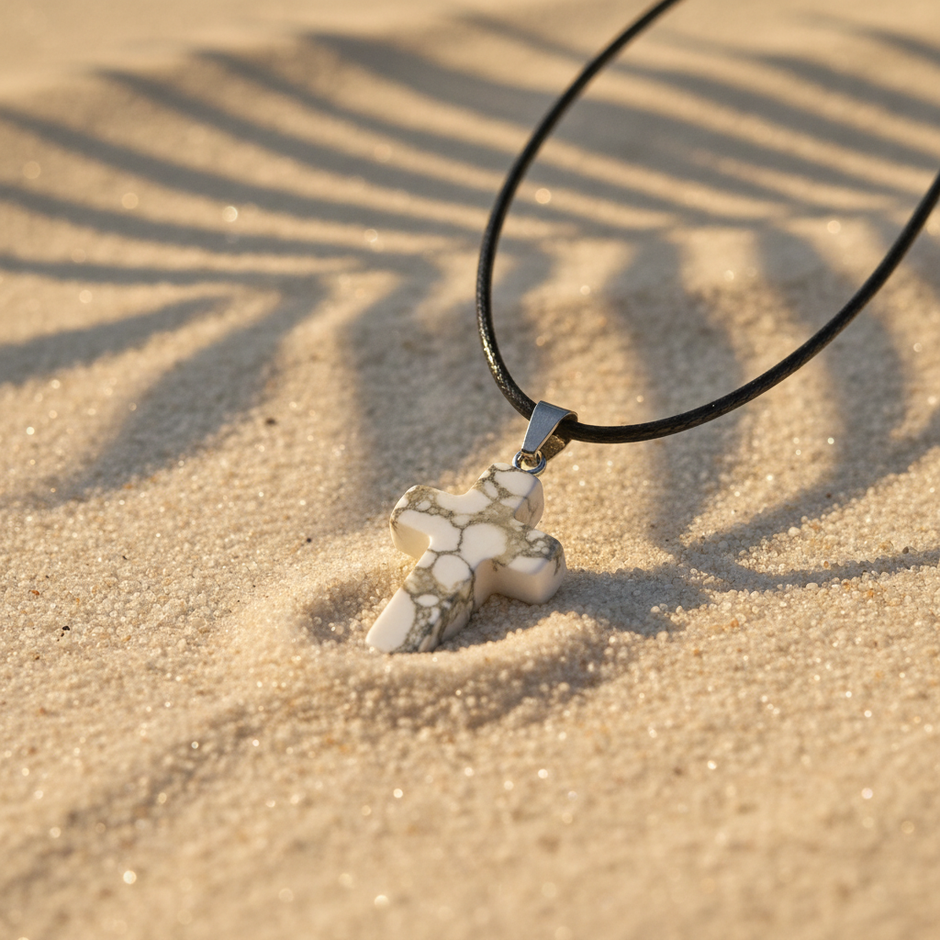 White howlite cross close-up