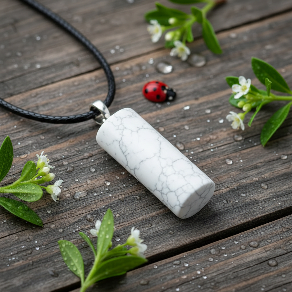 White Howlite Cylinder Pendant
