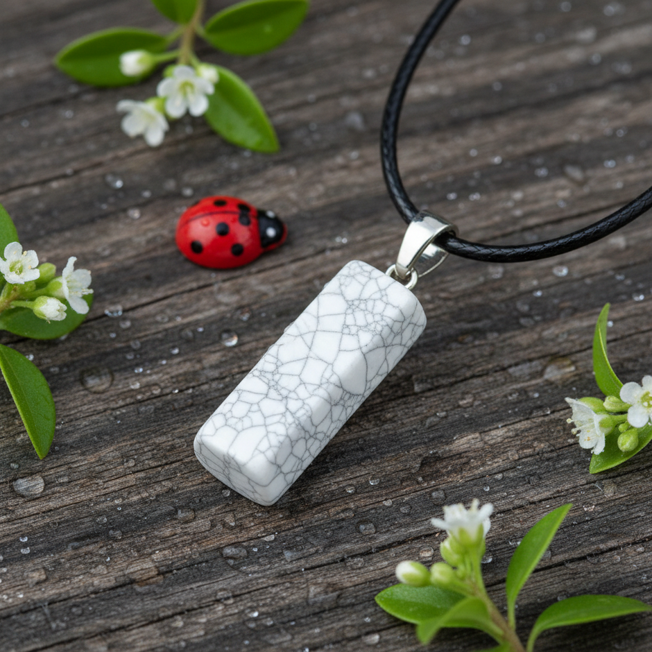 White Howlite Cylinder Pendant