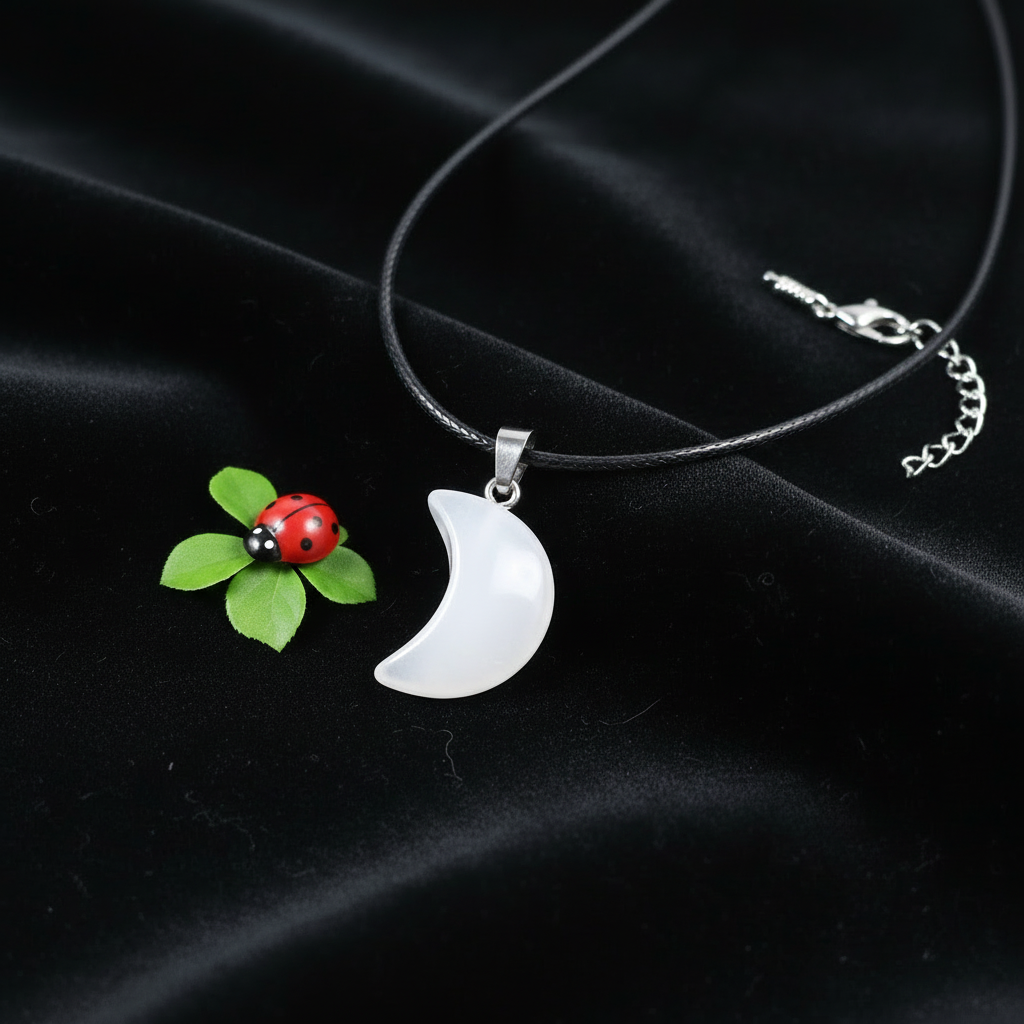 White Quartz Moon Pendant
