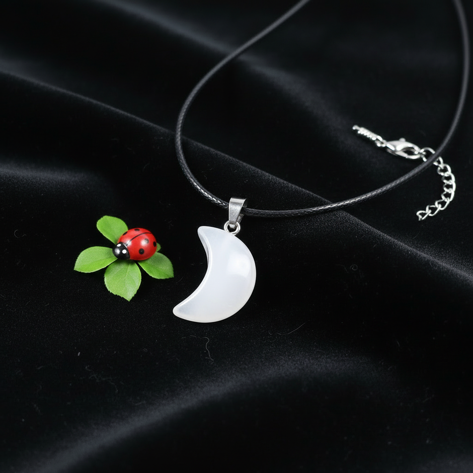 White Quartz Moon Pendant