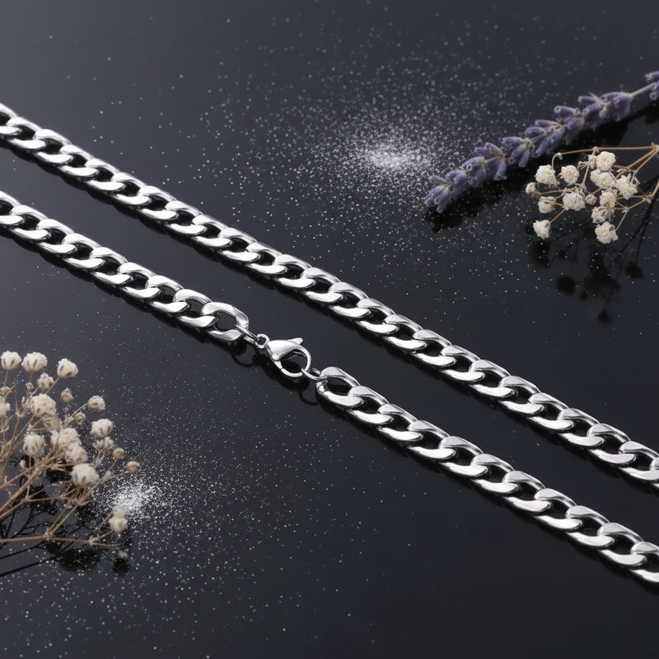 Wide Flat Curb Chain — V3 Dust + Florals
