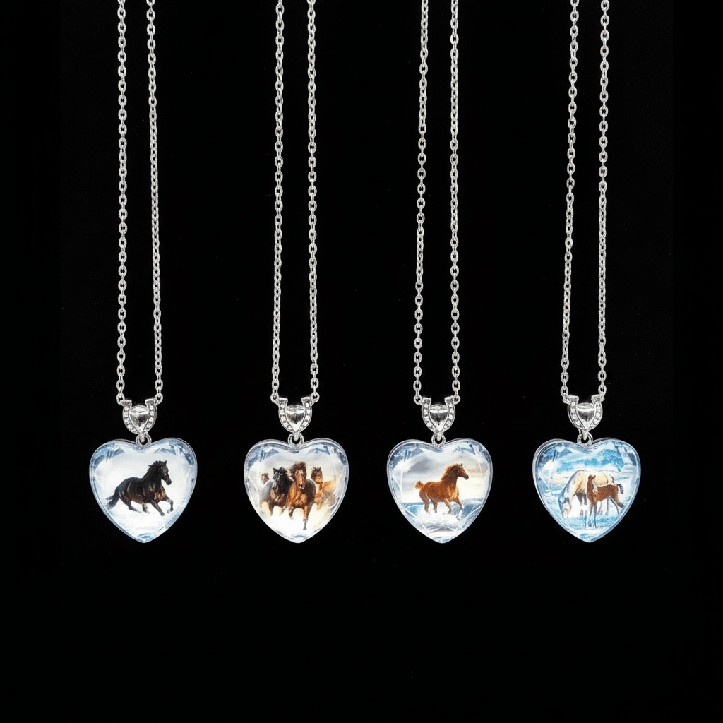 Wild Spirit Horse Heart Glass Pendant Necklace - DP Online
