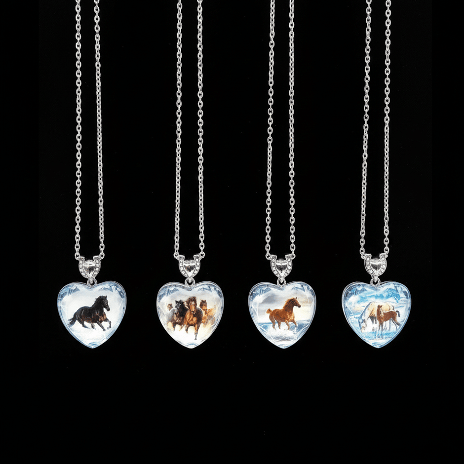 Wild Spirit Horse Heart Glass Pendant Necklace - DP Online