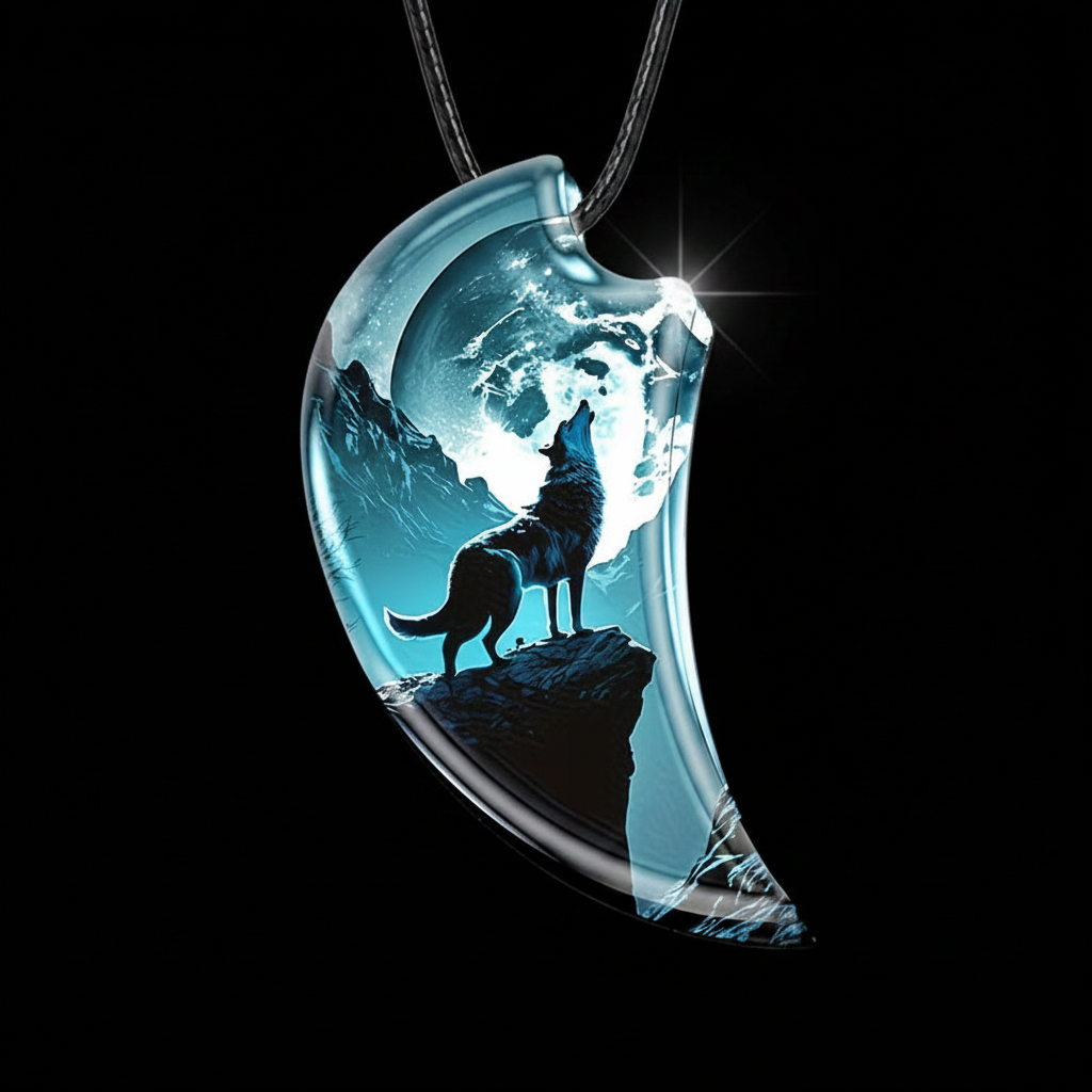 Wolf Moon Pendant - Black Background