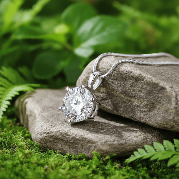 Women's 2.75ct Moissanite Diamond Pendant Sterling Silver Snake Chain Necklace - DP Online