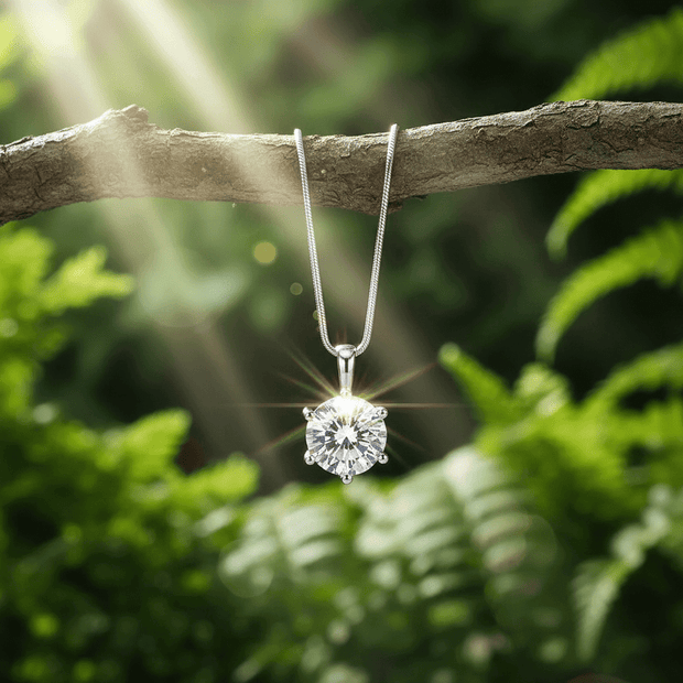 Women's 2.75ct Moissanite Diamond Pendant Sterling Silver Snake Chain Necklace - DP Online