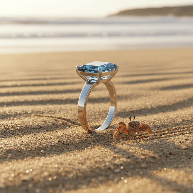 Women's Blue Cubic Zirconia 925 Sterling Silver Adjustable Ring - DP Online