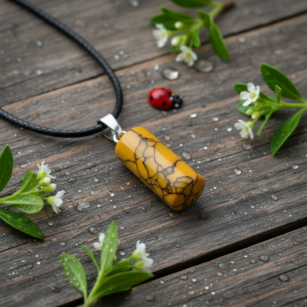 Yellow Amber Howlite Cylinder Pendant