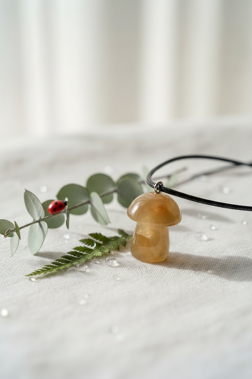 Yellow Aventurine - Greenery with Ladybug & Water Droplets