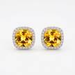 18ct Rose Gold 1ct Square Yellow Moissanite Stud Earrings