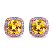 18ct Rose Gold 1ct Square Yellow Moissanite Stud Earrings