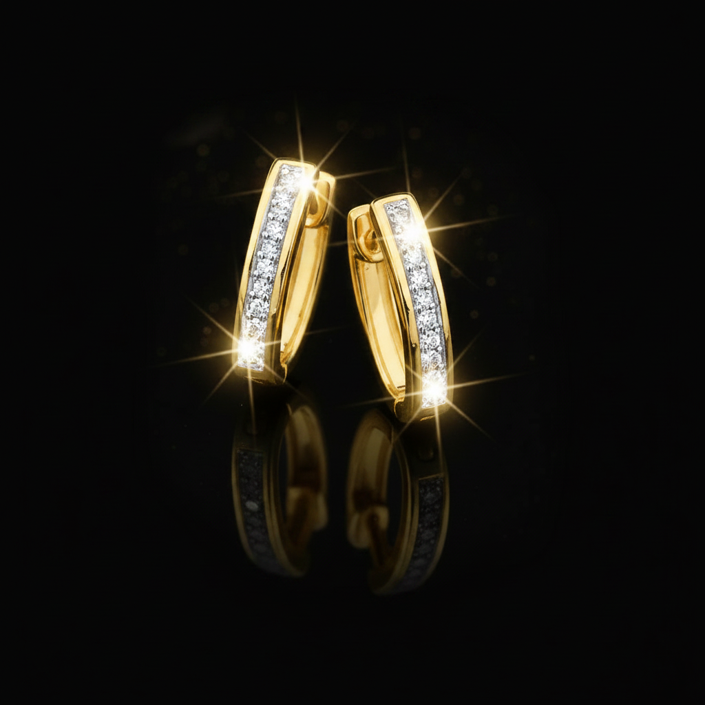 Yellow Gold Diamond Huggie Hoops – V1 Redo