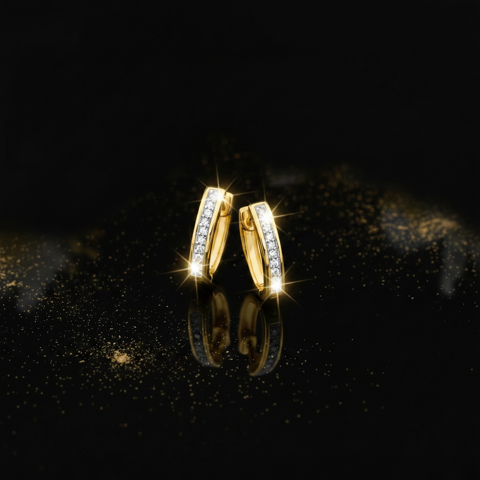 Yellow Gold Diamond Huggie Hoops – V2 Redo