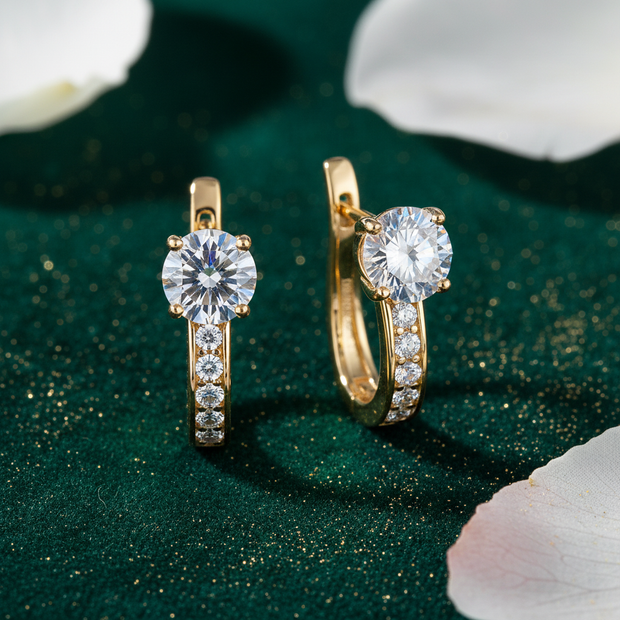 Yellow Gold Moissanite Huggie V3