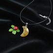 Yellow Howlite Moon Pendant - With Veining